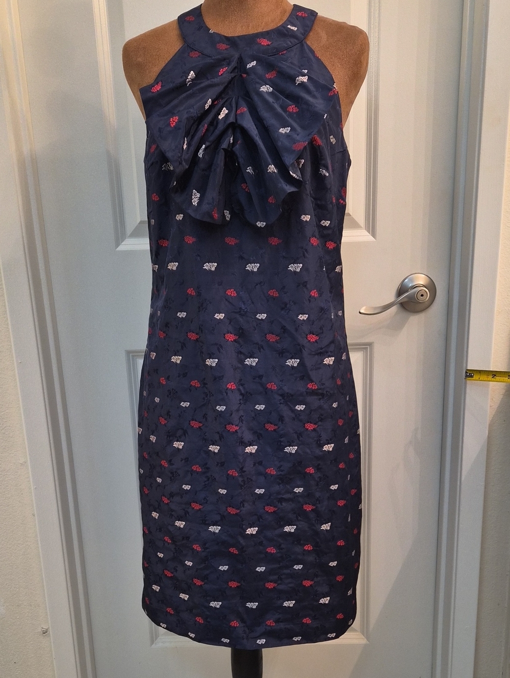 Banana Republic Navy Halter Midi Dress with Red & White Accents